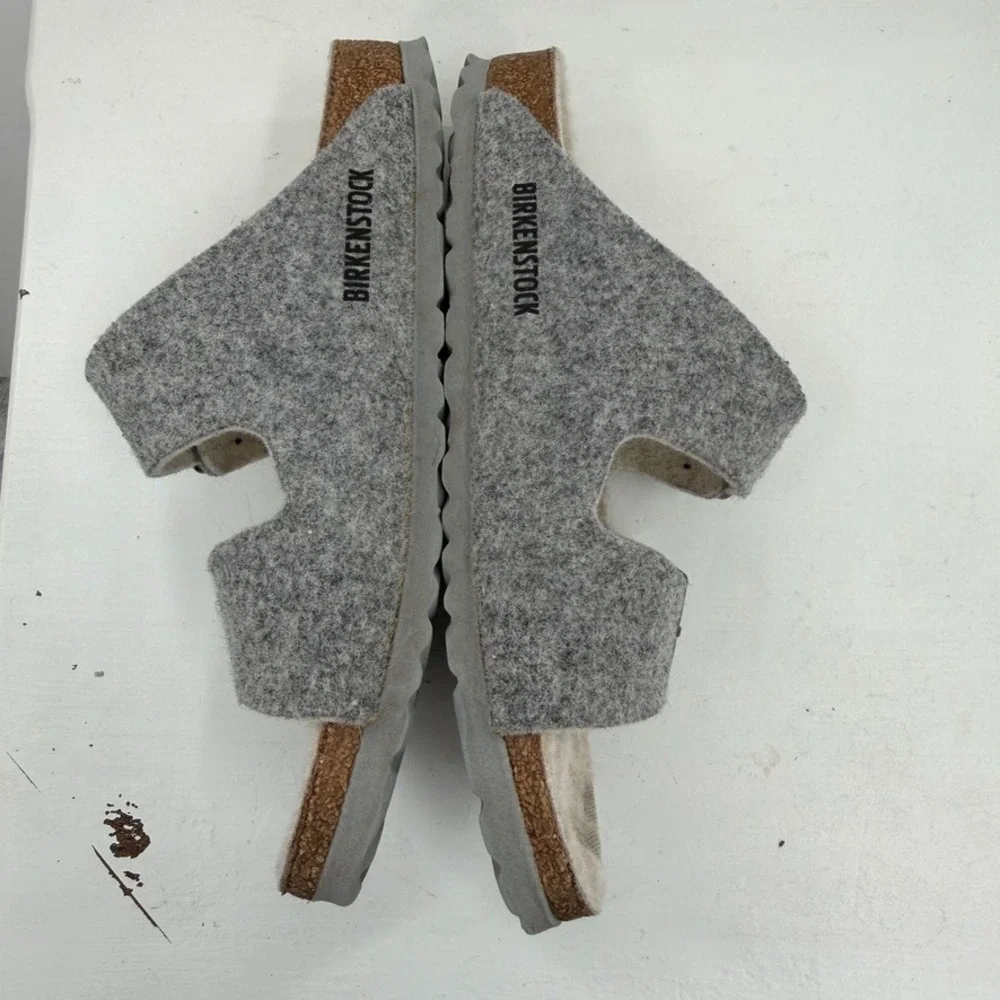 Birkenstock Arizona Sandals‎ Womens 6 Gray Wool Shearling Lined Made In Germany